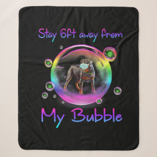 Blijf 6 ft weg van mijn Bubble Rottweiler Dog Cade Sherpa Deken