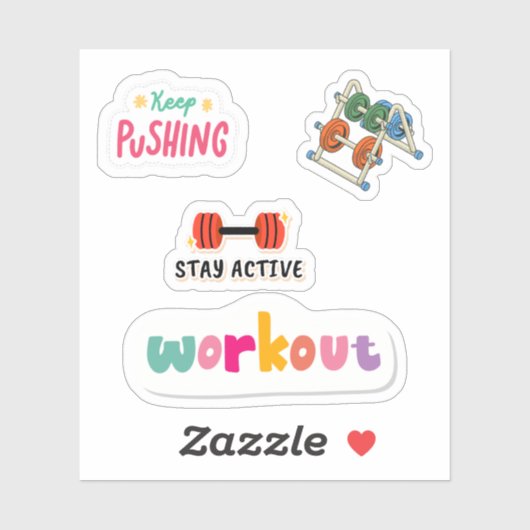 Blijf actief Schattigee illustraties kleurrijk Scr Sticker (Vel)