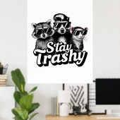 Blijf Afval Wasbeer Opossum Zonnebril Kunst Poster (Thuiskantoor)
