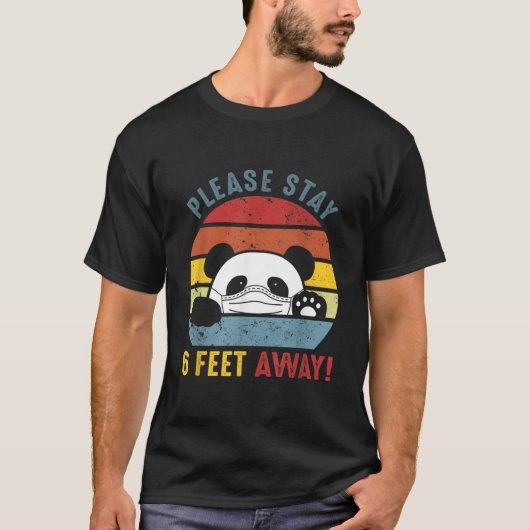 Blijf Alsjeblieft 1,8 Meter Weg Panda Sociale Afst T-shirt (Voorkant)