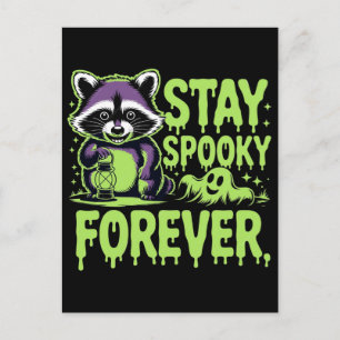 Blijf altijd eng Halloween wasbeer spook ontwerp Feestdagenkaart