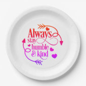 Blijf altijd in alle bescheidenheid en in alle een papieren bordje (Voorkant)