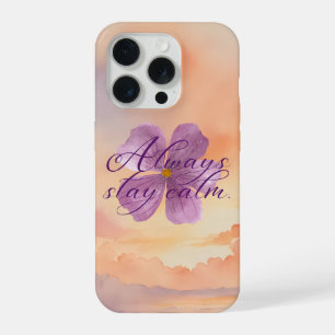 Blijf Altijd Kalmeer Paarse Bloem Waterverf iPhone 15 Pro Case
