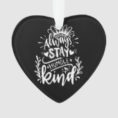 Blijf altijd nederig en wees vriendelijk oranje ornament (voorkant)