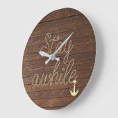Blijf Awhile text in nauwer touw op teak Grote Klok (Hoek)