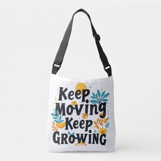Blijf bewegen, blijf groeien crossbody tas (Voorkant)