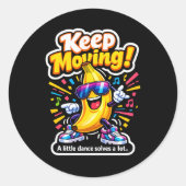 Blijf bewegen! – Dansende Disco Banaan Ronde Sticker (Voorkant)