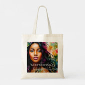 Blijf bewegen Melanin Vrouw Aanmoediging Quote Tote Bag (Achterkant)