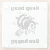 Blijf bezig Wees blij Bee Motivatie Cartoon Glazen Onderzetter (Achterkant)