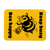 Blijf bezig Wees blij Bee Motivatie Cartoon Magneet (Horizontaal)