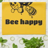 Blijf bezig Wees blij Bee Motivatie Cartoon Theedoek (Gevouwen)
