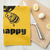 Blijf bezig Wees blij Bee Motivatie Cartoon Theedoek (Quarter Fold)