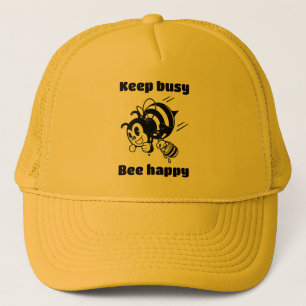 Blijf bezig Wees blij Bee Motivatie Cartoon Trucker Pet