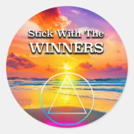 Blijf Bij De Winnaars Herstelmotto Zonsopgang Ronde Sticker