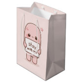 Blijf Bij Mij Esthetisch Citaat Design Romantisch Medium Cadeauzakje (Achterkant Gekanteld)