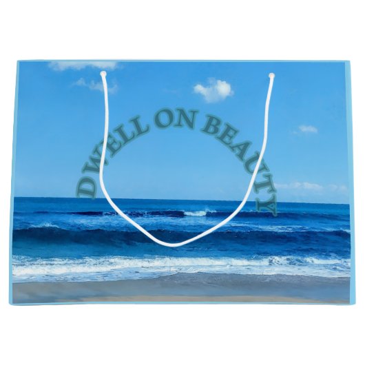 Blijf bij vreugde strandtafereel grote cadeautas (Voorkant)