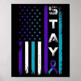 Blijf Blauwgroen Paarse lint Amerikaanse vlag Suic Poster
