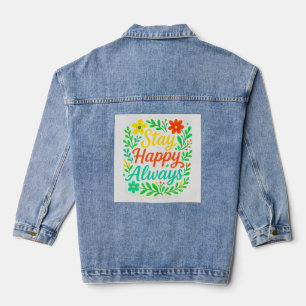 Blijf blij Altijd Motivatie Quote Floral Desioo Denim Jacket