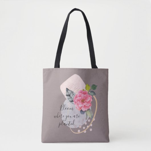 Blijf bloeien Floral Collage Canvas tas (Voorkant)