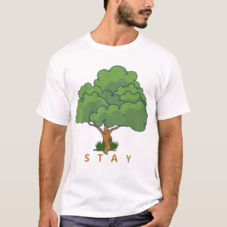 BLIJF Boom Illustratie Positieve Natuur Kunst T-shirt
