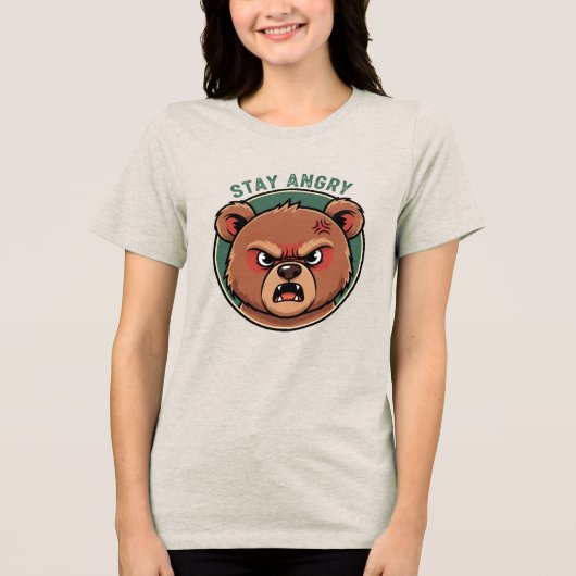 Blijf Boos Beer Tri-Blend Shirt (Voorkant)