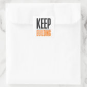BLIJF BOUWEN VIERKANTE STICKER (Tas)