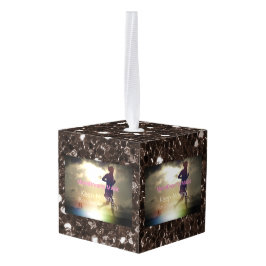 Blijf bruin met bruin glitter kubus ornament