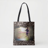 Blijf bruin met bruin glitter tote bag (Voorkant)