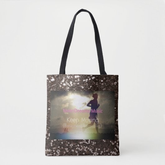 Blijf bruin met bruin glitter tote bag (Voorkant)