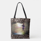 Blijf bruin met bruin glitter tote bag (Achterkant)