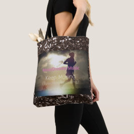 Blijf bruin met bruin glitter tote bag