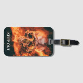 Blijf buiten. Vlammende schedel in de ruimte Bagagelabel (Voorkant (horizontaal))