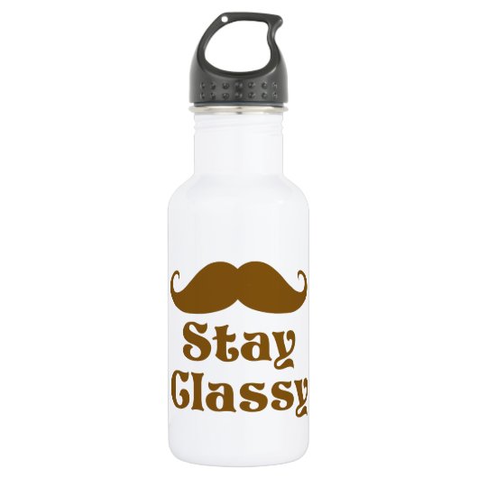 Blijf Classy Mustache Waterfles (Voorkant)