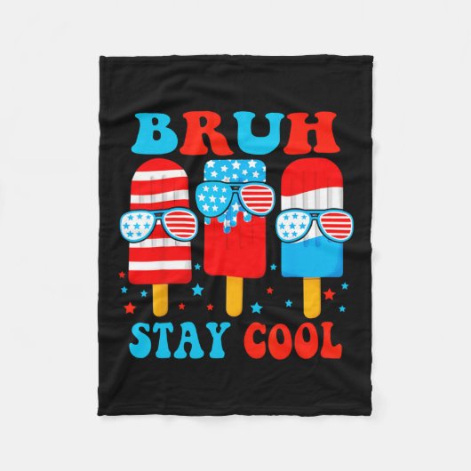 Blijf Cool 4th Juli Popsicle Boys Mannen USA Flag  Fleece Deken (Voorkant)