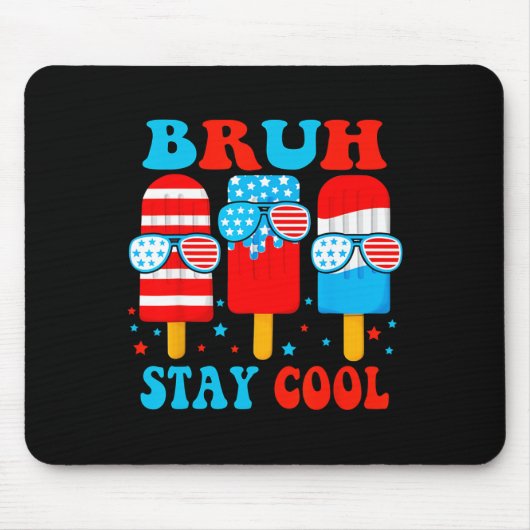 Blijf Cool 4th Juli Popsicle Boys Mannen USA Flag  Muismat (Voorkant)