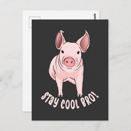 Blijf Cool Bro Funny Pig Briefkaart (Voorkant / Achterkant)