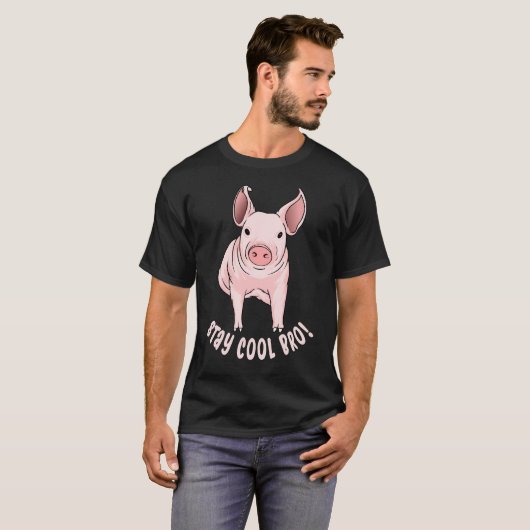 Blijf Cool Bro Funny Pig T-shirt (Voorkant volledig)