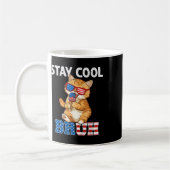 Blijf cool Cat Popsicle Lover Amerikaanse vlag 4e Koffiemok (Links)