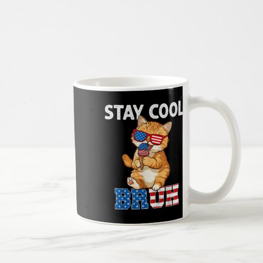 Blijf cool Cat Popsicle Lover Amerikaanse vlag 4e Koffiemok (Rechts)