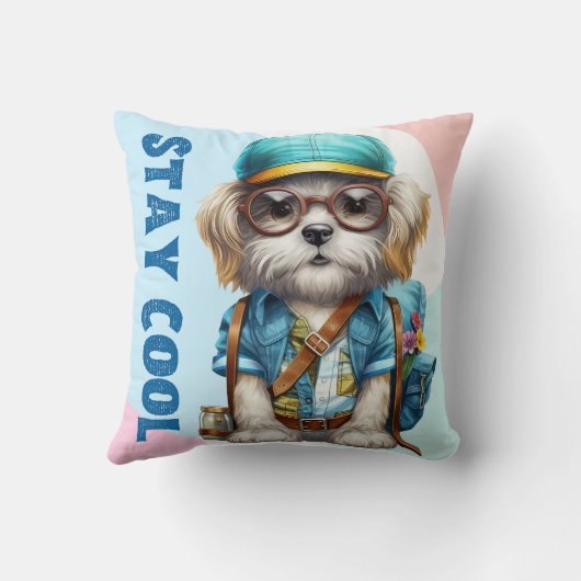 Blijf cool dog met een bril Pet terug naar school Kussen (Achterkant)