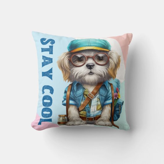 Blijf cool dog met een bril Pet terug naar school Kussen (Voorkant)