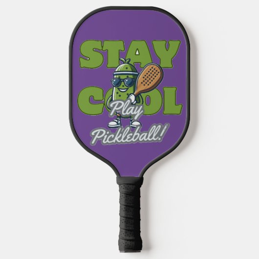 Blijf cool en speel pickleball! Fun Pickle Cartoon Pickleball Paddle (Voorkant)