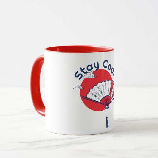 Blijf cool fan illustratie | Aangepaste Japanse te Mok (Voorkant links)