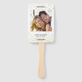 Blijf Cool Gold Confetti Foto Wedding Hand Fans Handwaaier