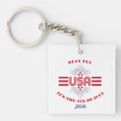 Blijf cool, het is 4 juli acrylen sleutelhanger (voorkant)