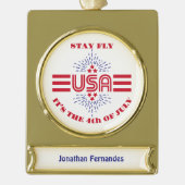 Blijf cool, het is 4 juli verguld banner ornament (Voorkant)
