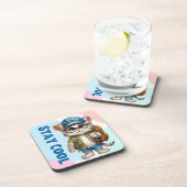 Blijf cool kat dragen bril Pet terug naar school Bier Onderzetter (Rechterzijde)