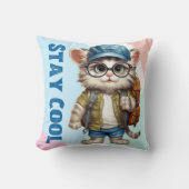 Blijf cool kat dragen bril Pet terug naar school Kussen (Voorkant)