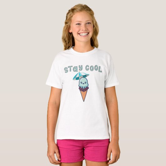Blijf Cool Kawaii Ice Cream T-Shirt (Voorkant volledig)