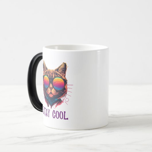 Blijf cool met onze kat in de schaduw magische mok (Voorkant links)